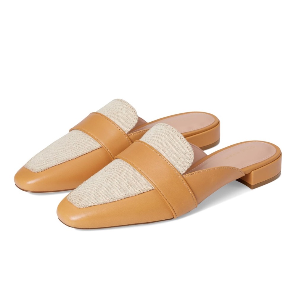 Cole Haan Womens Pasha Mules in Biscuit Leather/Ivory Canvas Size‎ 8